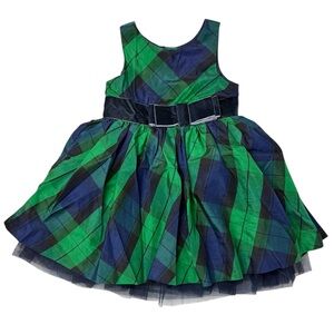 Janie and Jack Forever Fancy Plaid Holiday Dress Green Blue 6-12 Mons